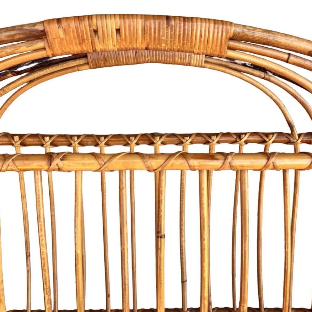 Porte-journaux en osier, style scandinave, Danemark, années 1970