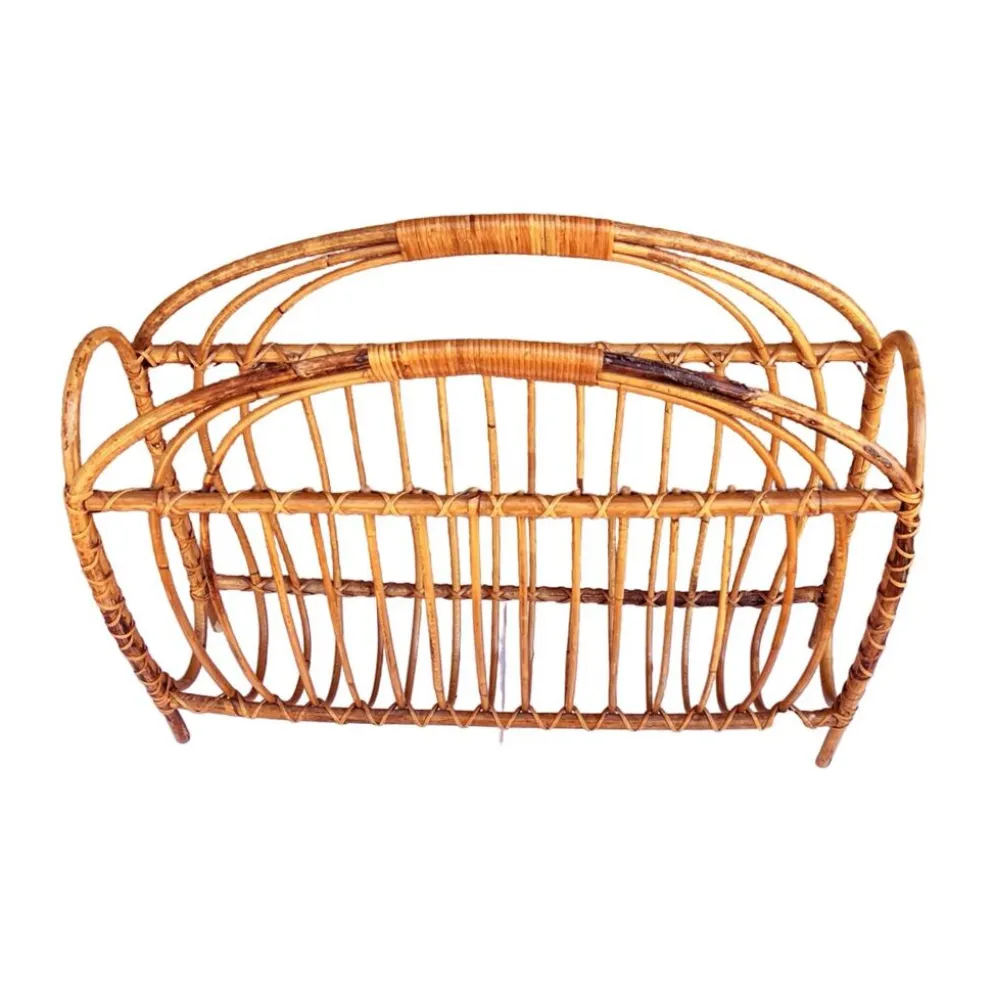 Porte-journaux en osier, style scandinave, Danemark, années 1970