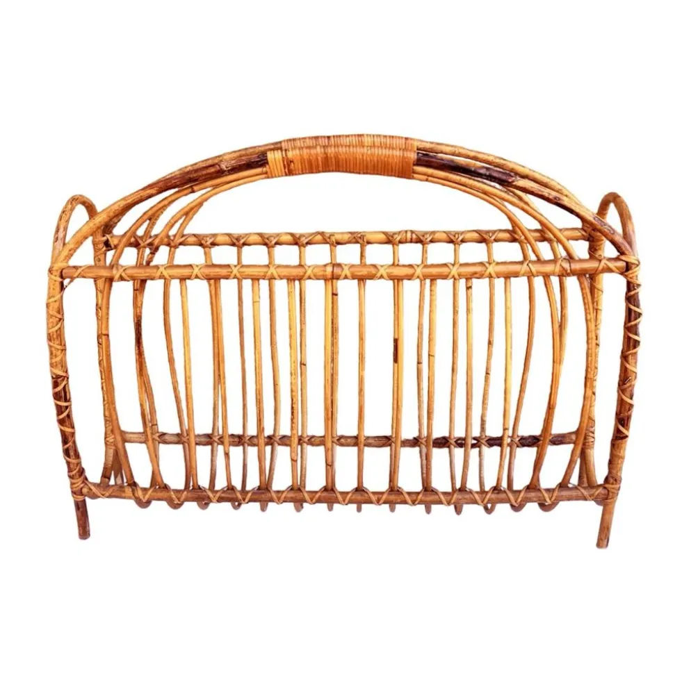 Porte-journaux en osier, style scandinave, Danemark, années 1970