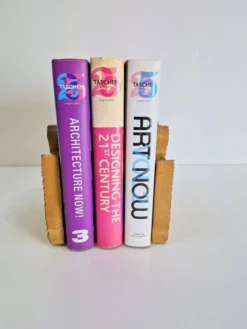 Porte-livres en bois vintage faits à la main, ensemble de 2
