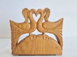 Porte-livres en bois vintage faits à la main, ensemble de 2