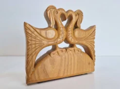 Porte-livres en bois vintage faits à la main, ensemble de 2