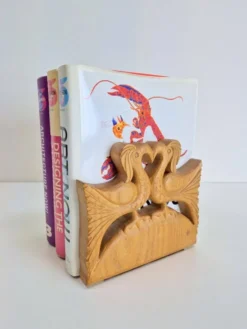 Porte-livres en bois vintage faits à la main, ensemble de 2