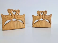 Porte-livres en bois vintage faits à la main, ensemble de 2