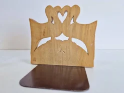 Porte-livres en bois vintage faits à la main, ensemble de 2