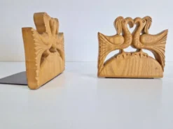 Porte-livres en bois vintage faits à la main, ensemble de 2