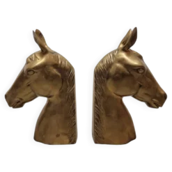 Porte-livres en laiton des années 50 en forme de têtes de cheval