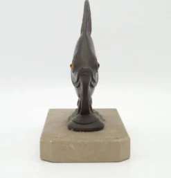 Porte-livres vintage français Art Déco en forme de poisson - Porte-livres en marbre et en spelter
