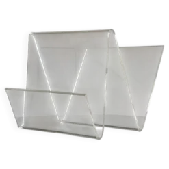 Porte-magazines design asymétrique en acrylique transparent, 70s