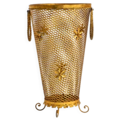 Porte-parapluie de style Régence en métal doré, Italie années 1960