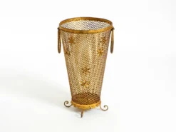 Porte-parapluie de style Régence en métal doré, Italie années 1960