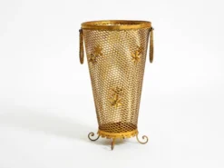 Porte-parapluie de style Régence en métal doré, Italie années 1960