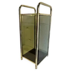 Porte parapluie 'doré' vintage déco avec verre fumé