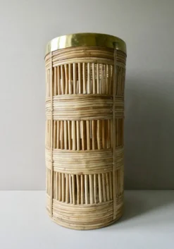Porte-parapluie en bambou et laiton années 70