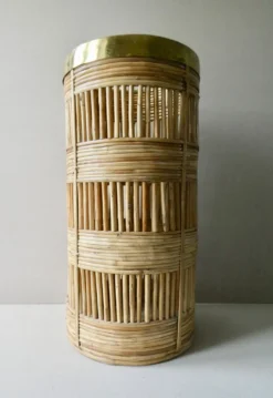 Porte-parapluie en bambou et laiton années 70