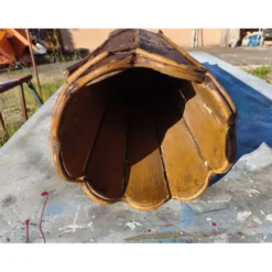 Porte-parapluie en bois et rotin