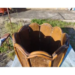 Porte-parapluie en bois et rotin