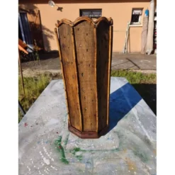 Porte-parapluie en bois et rotin