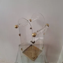 Porte-parapluie en lucite / acrylique et laiton inspiré par Fontana Arte, années 1970