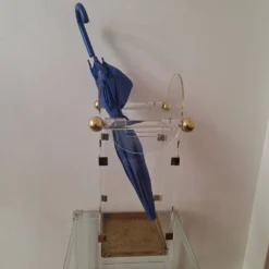 Porte-parapluie en lucite / acrylique et laiton inspiré par Fontana Arte, années 1970