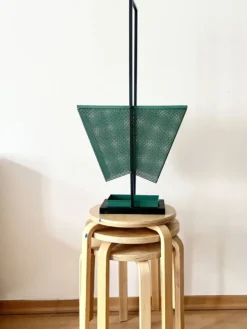 Porte-parapluie en métal vert et noir vintage, style rockabilly, années 1950