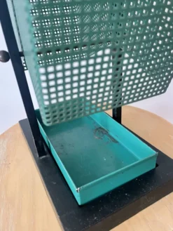 Porte-parapluie en métal vert et noir vintage, style rockabilly, années 1950