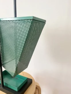 Porte-parapluie en métal vert et noir vintage, style rockabilly, années 1950