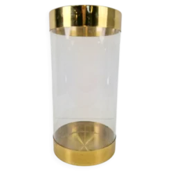 Porte-parapluie en verre acrylique et laiton, France, années 1970