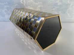 Porte-parapluie hexagonal bicolore italien style Willy Rizzo années 70
