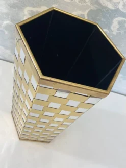 Porte-parapluie hexagonal bicolore italien style Willy Rizzo années 70