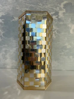Porte-parapluie hexagonal bicolore italien style Willy Rizzo années 70