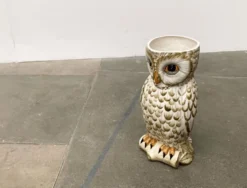 Porte-parapluie hibou en céramique italienne vintage