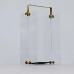 Porte-parapluie Hollywood Regency en acrylique et laiton, années 1980 – design transparent
