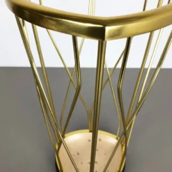 Porte-parapluie moderniste en métal et laiton du milieu du siècle, Allemagne, années 1950