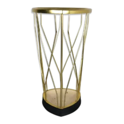 Porte-parapluie moderniste en métal et laiton du milieu du siècle, Allemagne, années 1950