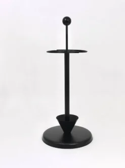 Porte-parapluie noir post-moderne Castiglioni style Memphis, Italie, années 1980