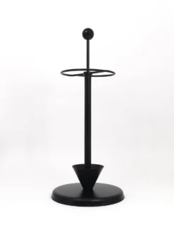 Porte-parapluie noir post-moderne Castiglioni style Memphis, Italie, années 1980