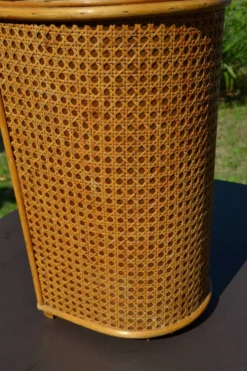 Porte-parapluie osier et cannage vintage