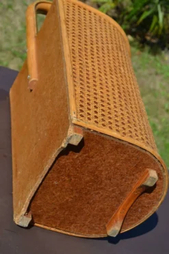 Porte-parapluie osier et cannage vintage