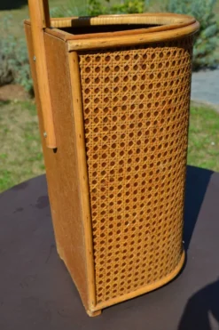 Porte-parapluie osier et cannage vintage