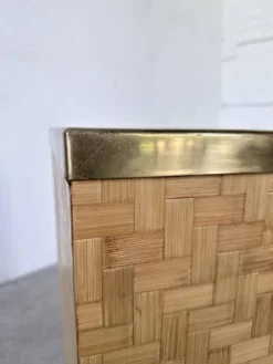 Porte parapluie osier tressé et laiton Metal Linea Nova 1960