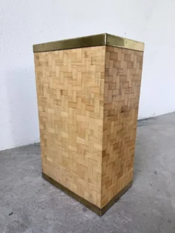 Porte parapluie osier tressé et laiton Metal Linea Nova 1960