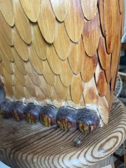 Porte-parapluies chouette vintage en osier et bois sculpté