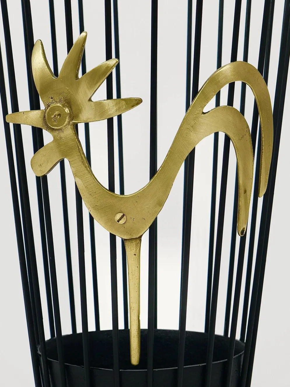 Porte-parapluies Coq en Laiton Walter Bosse Milieu du Siècle pour Herta Baller, années 1950