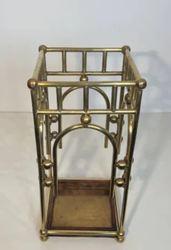 Porte-parapluies moderniste en laiton dans le goût de Joseph Hoffmann