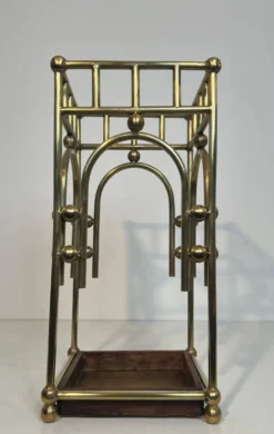 Porte-parapluies moderniste en laiton dans le goût de Joseph Hoffmann