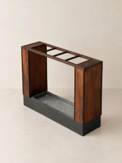 Porte-parapluies vintage Art Déco en bois & métal – ca. 1930–1940