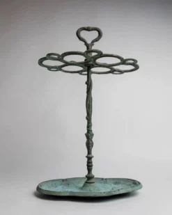 Porte-parapluies vintage en laiton des années 1930, design sculptural en forme de serpent