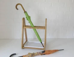 Porte-parapluie vintage de style scandinave, support en bois moderne du milieu du siècle