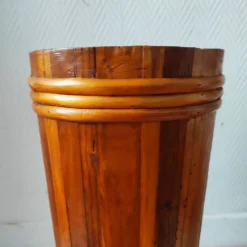 Porte- parapluie vintage en bois et rotin